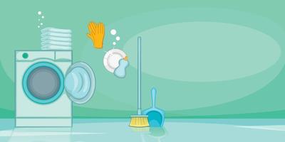 Cleaning horizontal banner shine, cartoon style vector