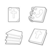 conjunto de iconos de libro, estilo de contorno vector