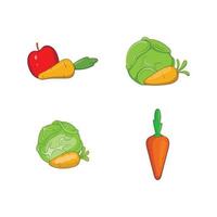 Carrot mix icon set, cartoon style vector