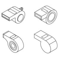 Whistle icon set vector outine