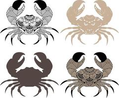 Crab zentangle arts, Antistress coloring page for adults with sea crab vector
