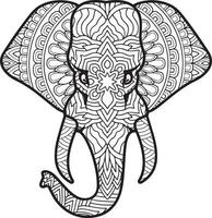 hand drawn elephants coloring page vector