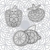 fruit  coloring book page for adults