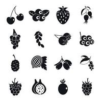 Berries icons set, simple style vector