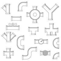 Pipeline icons set, outline style
