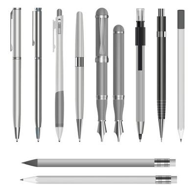Pen mockup set, realistic style