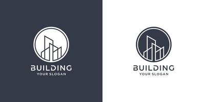 logotipo de construcción con concepto de línea premium vector parte 1