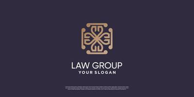 diseño de logotipo de grupo de derecho con vector premium de concepto moderno creativo