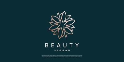 logotipo abstracto de flor de belleza con vector premium de estilo de línea