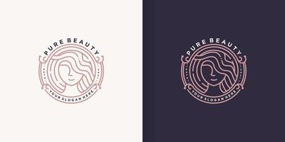 Woman beauty logo with creative line art style Premium Vector part 1