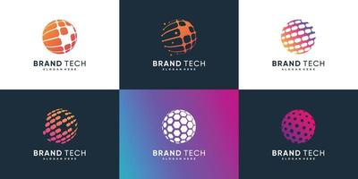 Globe logo collection with technology concept Premium Vector part 2