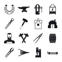 Blacksmith icons set, simple style vector