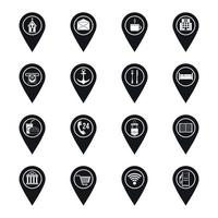 Points of interest icons set, simple style vector