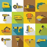Electric tools icons set, flat style vector