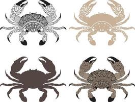 Cangrejo zentangle arts, página para colorear antiestrés para adultos con cangrejo de mar vector