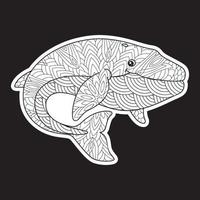 Dolphin Vintage decorative elements with mandalas.  Hand drawn Dolphin zentangle style vector