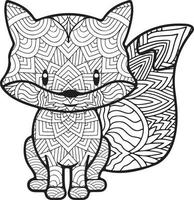 Fox mandala coloring page vector