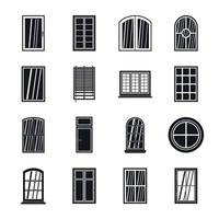 Plastic window forms icons set, simple style vector