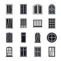 Plastic window forms icons set, simple style vector