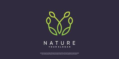 Minimalist natural logo with creative line concept Premium Vector