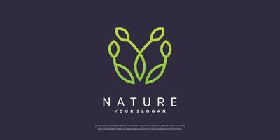 logotipo natural minimalista con vector premium de concepto de línea creativa