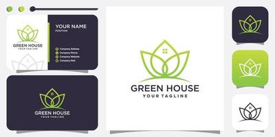 Green house logo with fresh concept Premium Vector