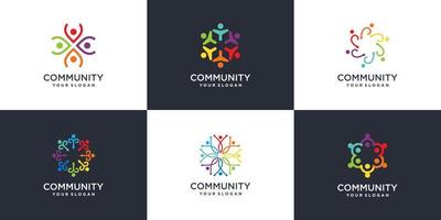 vector premium de colección de logotipo abstracto de comunidad creativa