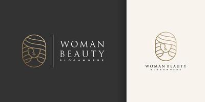 Woman beauty logo with golden creative line art style Premium Vector part 2