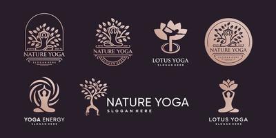 Yoga logo with creative element style Premium Vector