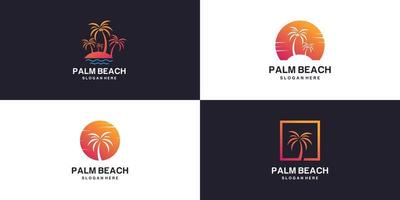 colección de logotipos de palm beach con vector premium de concepto creativo