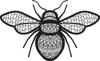 Bee mandala coloring page vector