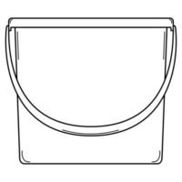 Hand drawn bucket for working in the garden and at home. Water transfer container. Doodle style. Sketch. Vector illustration