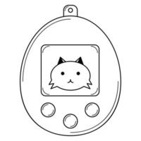Hand drawn electronic toy, a virtual pet. Device of the 90s for the entertainment of children. Doodle style. Sketch. Vector illustration