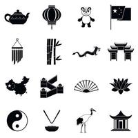 iconos simples negros de china vector