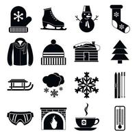 Winter icons set, simple style vector