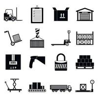 Warehouse logistic storage icons set vector