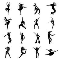 conjunto de iconos simples de bailes vector