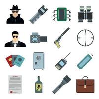 Spy flat icons vector