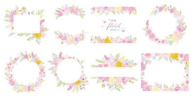 acuarela pintada a mano ilustración hermosa rosa flor botánica hoja y colección de mariposas para amor boda día de san valentín o arreglo diseño de invitación tarjeta de felicitación vector