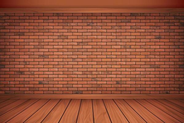Vector Illustration beautiful brown block brick wall and Wood Floor vintage alignment Texture Pattern Background