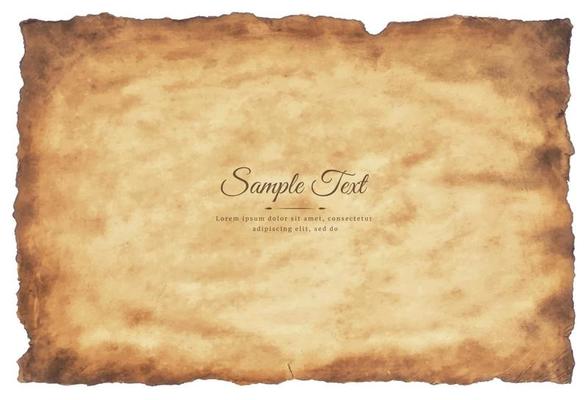 Vector old parchment paper sheet vintage aged or texture isolated on white background