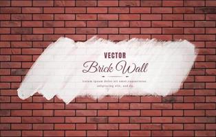 White brush stroke on brown block brick wall pattern texture background vector