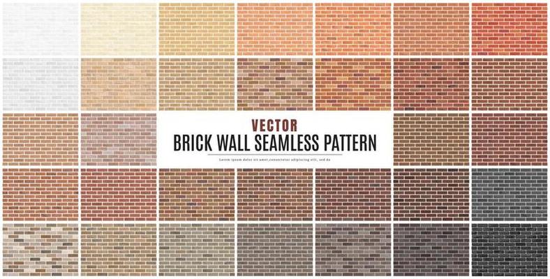 Block brick wall seamless pattern collection set texture background