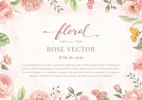 Rose Flower and botanical leaf digital painted illustration vector