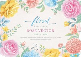 Rose Flower and botanical leaf digital painted illustration vector