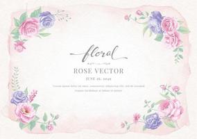 Beautiful Rose Flower and botanical leaf digital painted illustration for love wedding valentines day or arrangement invitation design greeting card vector