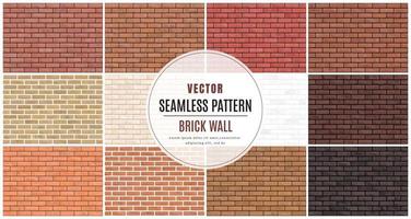 Block brick wall seamless pattern collection set texture background vector