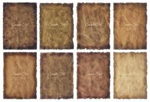 Vector collection set old parchment paper sheet vintage aged or texture isolated on white background