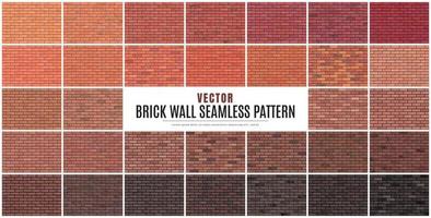 Block brick wall seamless pattern collection set texture background. vector