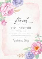 Beautiful Rose Flower and botanical leaf digital painted illustration for love wedding valentines day or arrangement invitation design greeting card vector